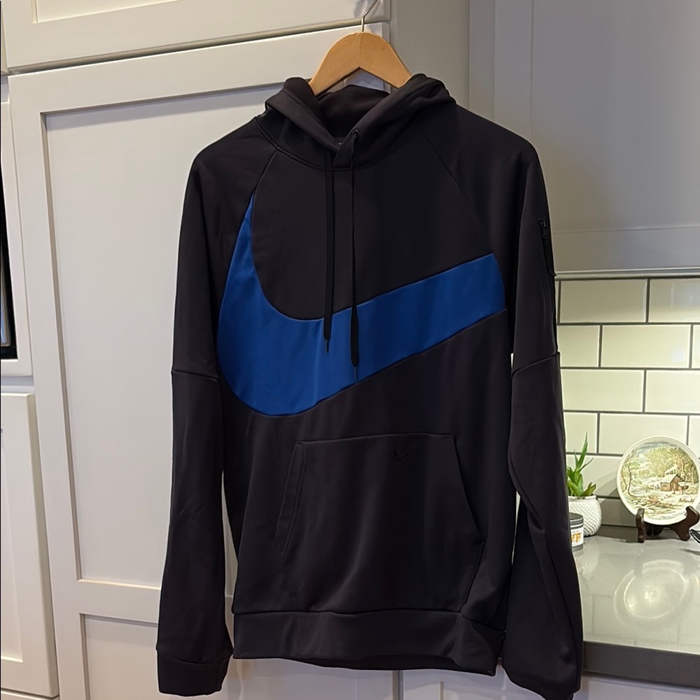 Nike Black Hoodie with Vibrant Blue Logo